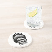 Dessous De Verre En Grès Crâne indien noir et blanc (Côté)