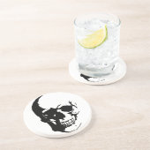 Dessous De Verre En Grès Crâne - Noir & Blanc Métal Imaginaire Art (Côté)