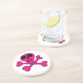 Dessous De Verre En Grès crâne rose (Côté)
