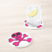 Dessous De Verre En Grès crâne rose (Côté)