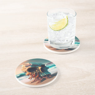 Dessous De Verre En Grès Crâne sur la plage