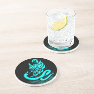 Dessous De Verre En Grès Crâne - Tête diabolique avec serpent