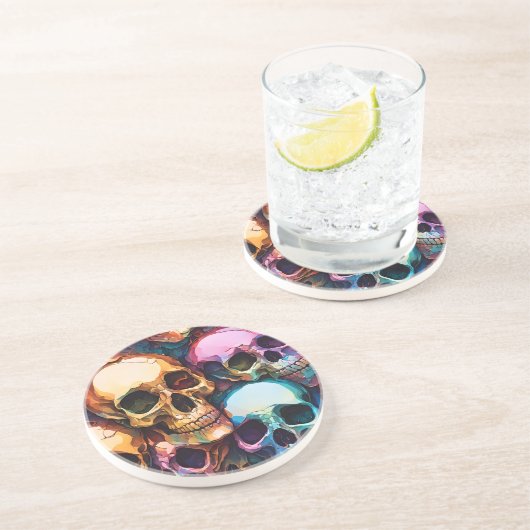 Dessous De Verre En Grès Crânes funky (Côté)