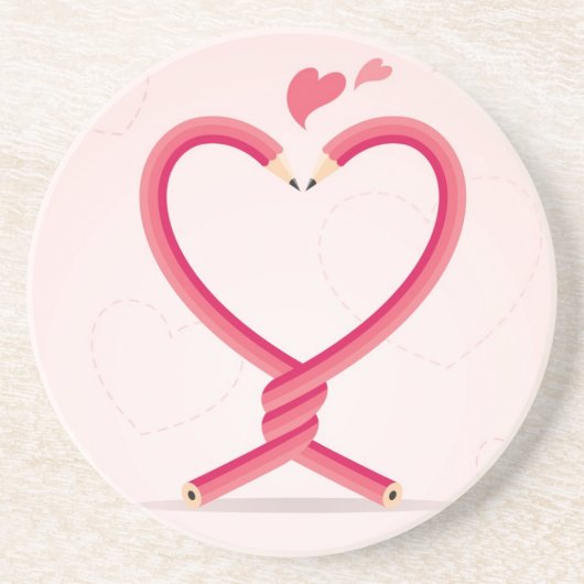 Dessous De Verre En Grès Crayons dans l'amour (Devant)