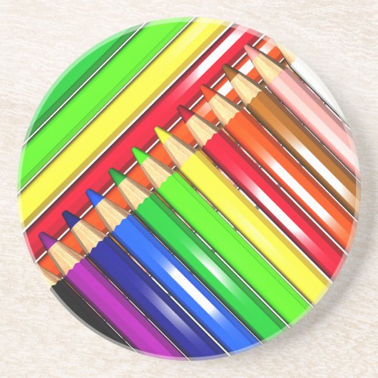 Dessous De Verre En Grès crayons de couleur (Devant)