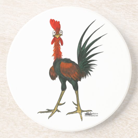 Dessous De Verre En Grès Crazy rooster (Devant)