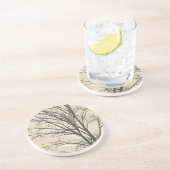 Dessous De Verre En Grès Cream Beige Brown White Tree Branches (Côté)