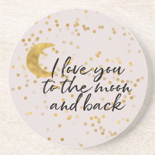 Dessous De Verre En Grès Cream Gold I love you to the moon confetti (Devant)