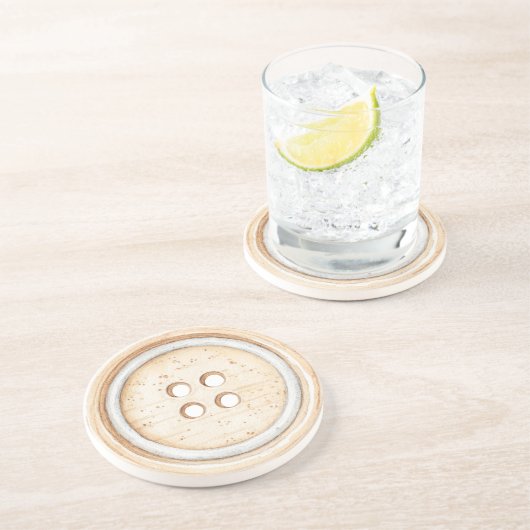 Dessous De Verre En Grès Cream White Sewing Button (Côté)