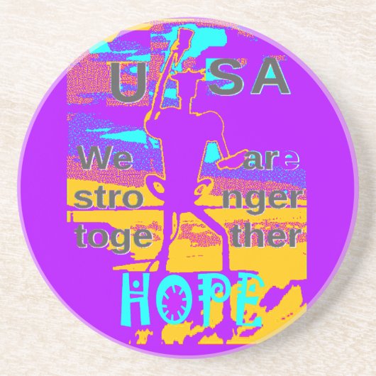 Dessous De Verre En Grès Create Your USA Hope We Are Stronger Together (Devant)
