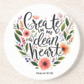 Dessous De Verre En Grès Créer en moi un coeur propre fleuri (Devant)