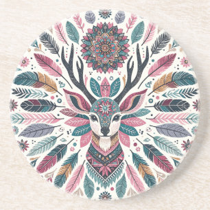 Dessous De Verre En Grès Créez Votre Propre Mandala Boho Totémique de Cerf