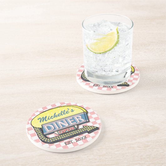 Dessous De Verre En Grès Créez votre propre rétro signe fait sur commande (Côté)