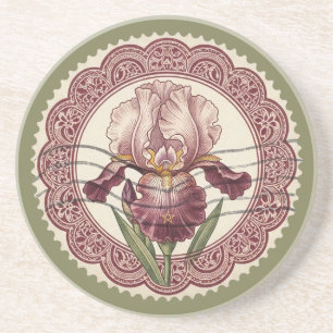 Dessous De Verre En Grès Créez votre propre timbre d'Iris barbu rose victor