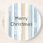 Dessous De Verre En Grès Crème bleue Stripes Snowflakes (Devant)