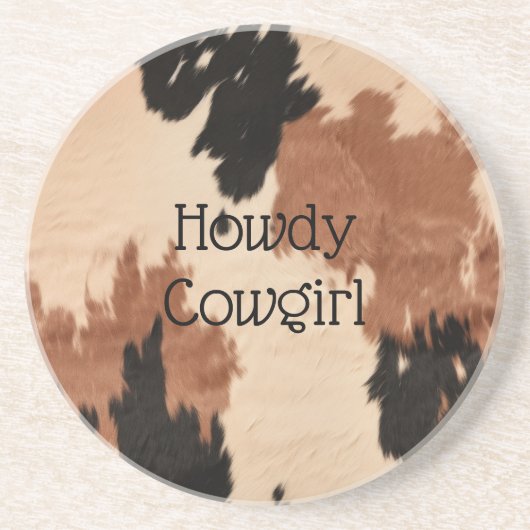 Dessous De Verre En Grès Crème Brown de cowhide (Devant)