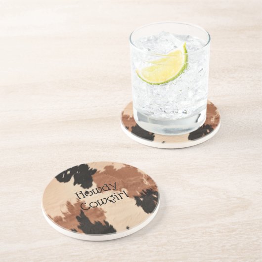 Dessous De Verre En Grès Crème Brown de cowhide (Côté)