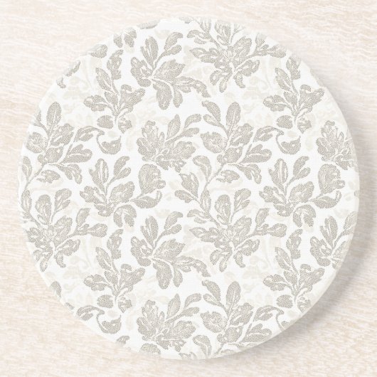 Dessous De Verre En Grès Crème Florale Blanche Chic (Devant)