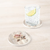 Dessous De Verre En Grès Crème Rose Blanc Faux Bois (Côté)