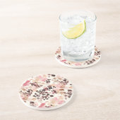 Dessous De Verre En Grès Crème rose Brown Léopard Noël (Côté)