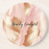 Dessous De Verre En Grès Crème rose Tan Southwest Cowgirl Cowhide (Devant)
