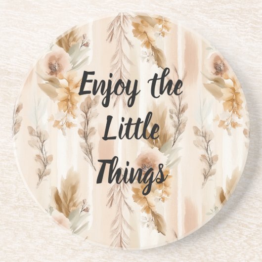 Dessous De Verre En Grès Crème Rustique Floral Boho (Devant)