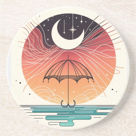 Dessous De Verre En Grès Crescent Moon Umbrella Boho Dream (Devant)