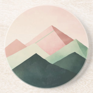 Dessous De Verre En Grès Crête pastel – Paysage de montagne géométrique #1