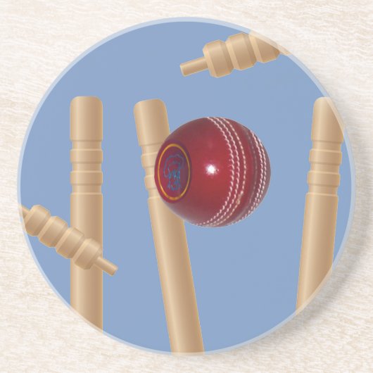 Dessous De Verre En Grès Cricket Ball And Stumps, (Devant)