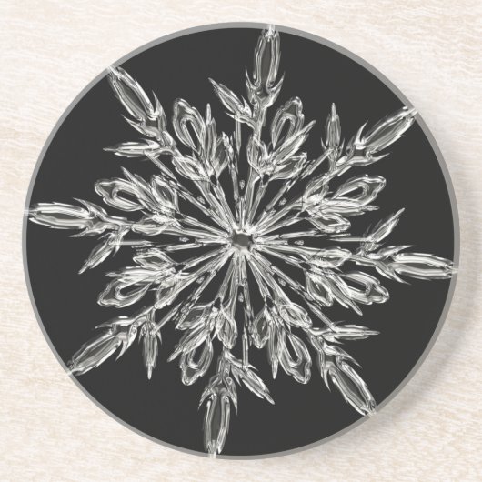 Dessous De Verre En Grès Cristal de glace unique sur fond noir (Devant)