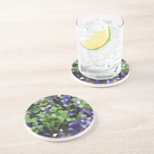 Dessous De Verre En Grès Cristal de Lavande Géométrique (Côté)