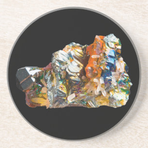 Dessous de verre en grès cristal Hematite arc-en-c