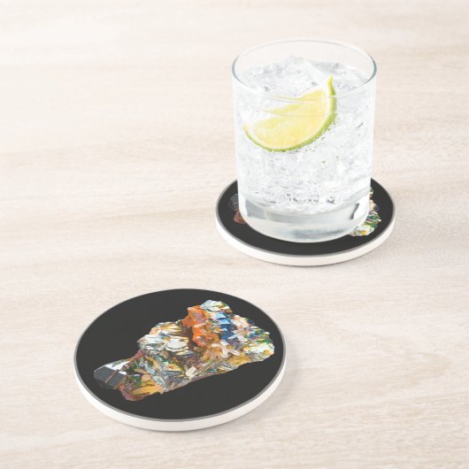 Dessous de verre en grès cristal Hematite arc-en-c (Côté)