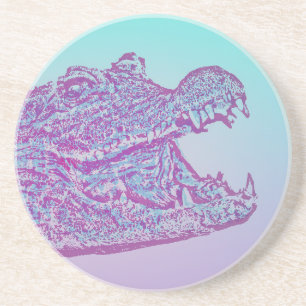 Dessous De Verre En Grès Crocodile bleu et violet Imprimer