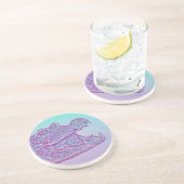 Dessous De Verre En Grès Crocodile bleu et violet Imprimer (Côté)