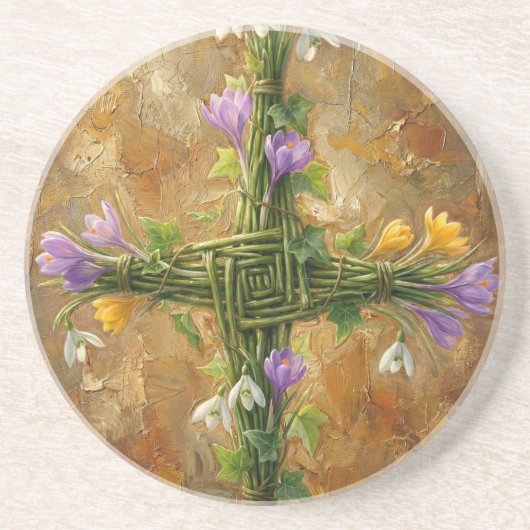 Dessous De Verre En Grès Croix de Sainte-Brigide en joncs verts Crocus Imbo (Devant)