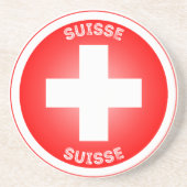 Dessous De Verre En Grès Croix suisse Suisse cercle forme (Devant)