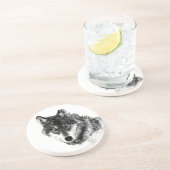 Dessous De Verre En Grès Croquis de loup gris (Côté)