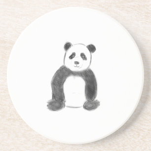 Dessous De Verre En Grès Croquis de panda en noir et blanc