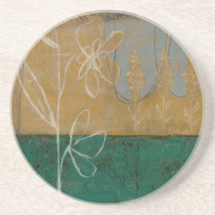 Dessous De Verre En Grès Croquis floral avec le fleur sauvage et les