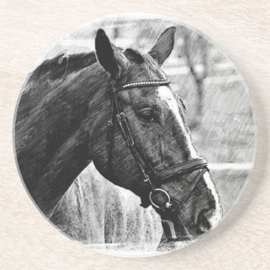 Dessous De Verre En Grès Croquis noir blanc (Devant)