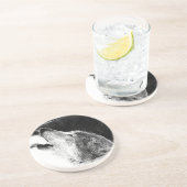 Dessous De Verre En Grès Croquis noir et blanc Loup gris (Côté)