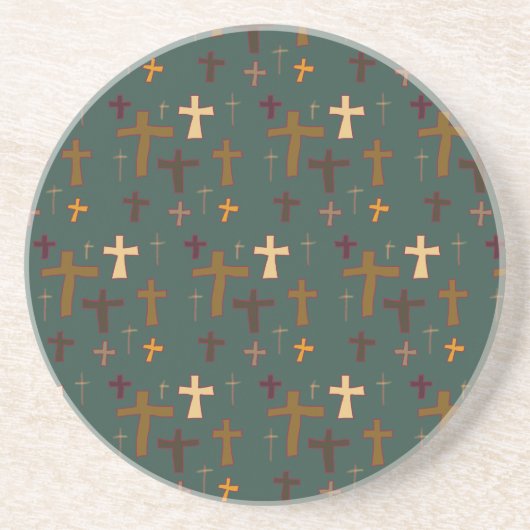 Dessous De Verre En Grès Crosses Christian Themed Dark Teal (Devant)