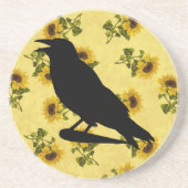 Dessous De Verre En Grès Crow on Sunflowers (Devant)