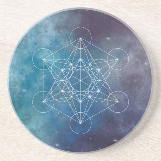 Dessous De Verre En Grès Cube de Metatron bleu Géométrie sacrée (Devant)