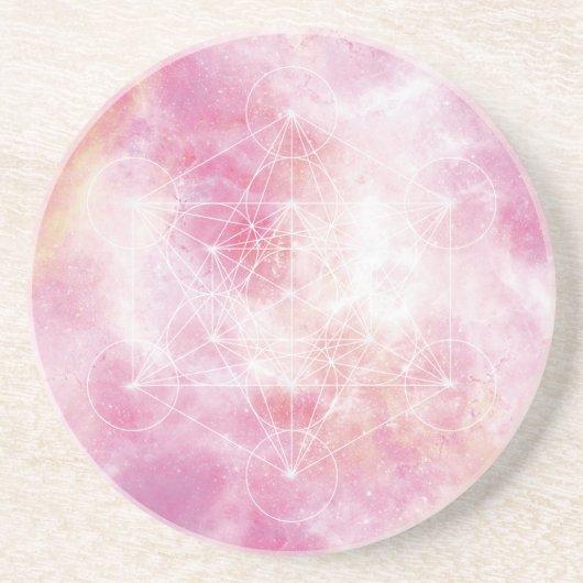 Dessous De Verre En Grès Cube de Métatron rose Géométrie sacrée (Devant)