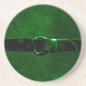 Dessous De Verre En Grès Cuir & Ceinture, Dessous de verre de grès vert Ric (Devant)