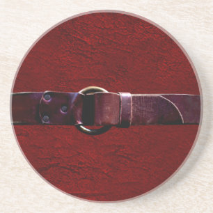 Dessous De Verre En Grès Cuir et ceinture, Dessous de verre de grès rouge s