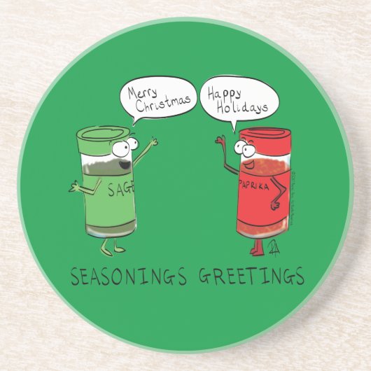 Dessous De Verre En Grès Cuisine de Noël Drôle Chef épices (Devant)