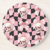 Dessous De Verre En Grès Cuisine Rose Squelette Halloween Cool (Devant)